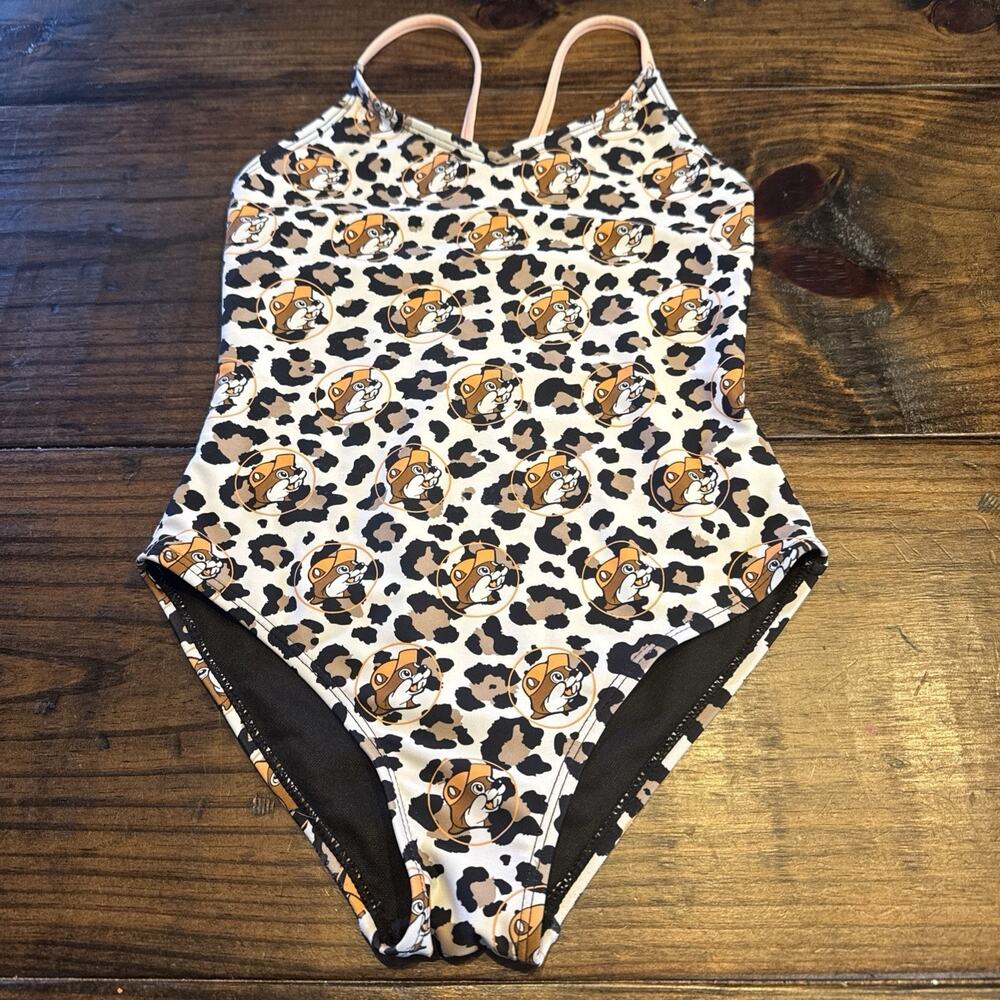 Bucees Girls Youth Medium Leopard/ Cheetah One‎ Piece Swimsuit